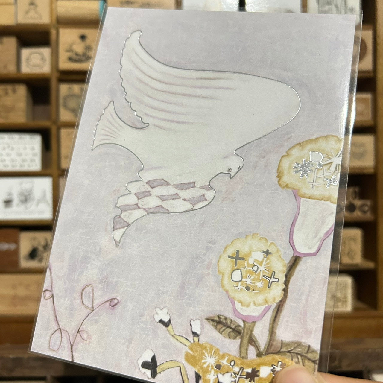 misshoegg Bird Foiled Postcard