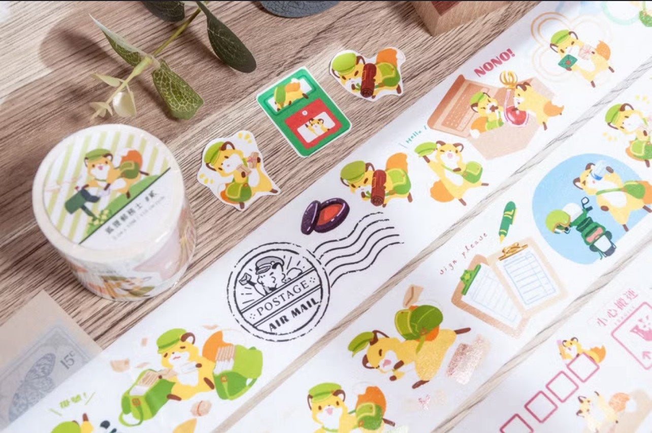 Kitsunebiyori Fox Post Office PET and Washi Tape Roll