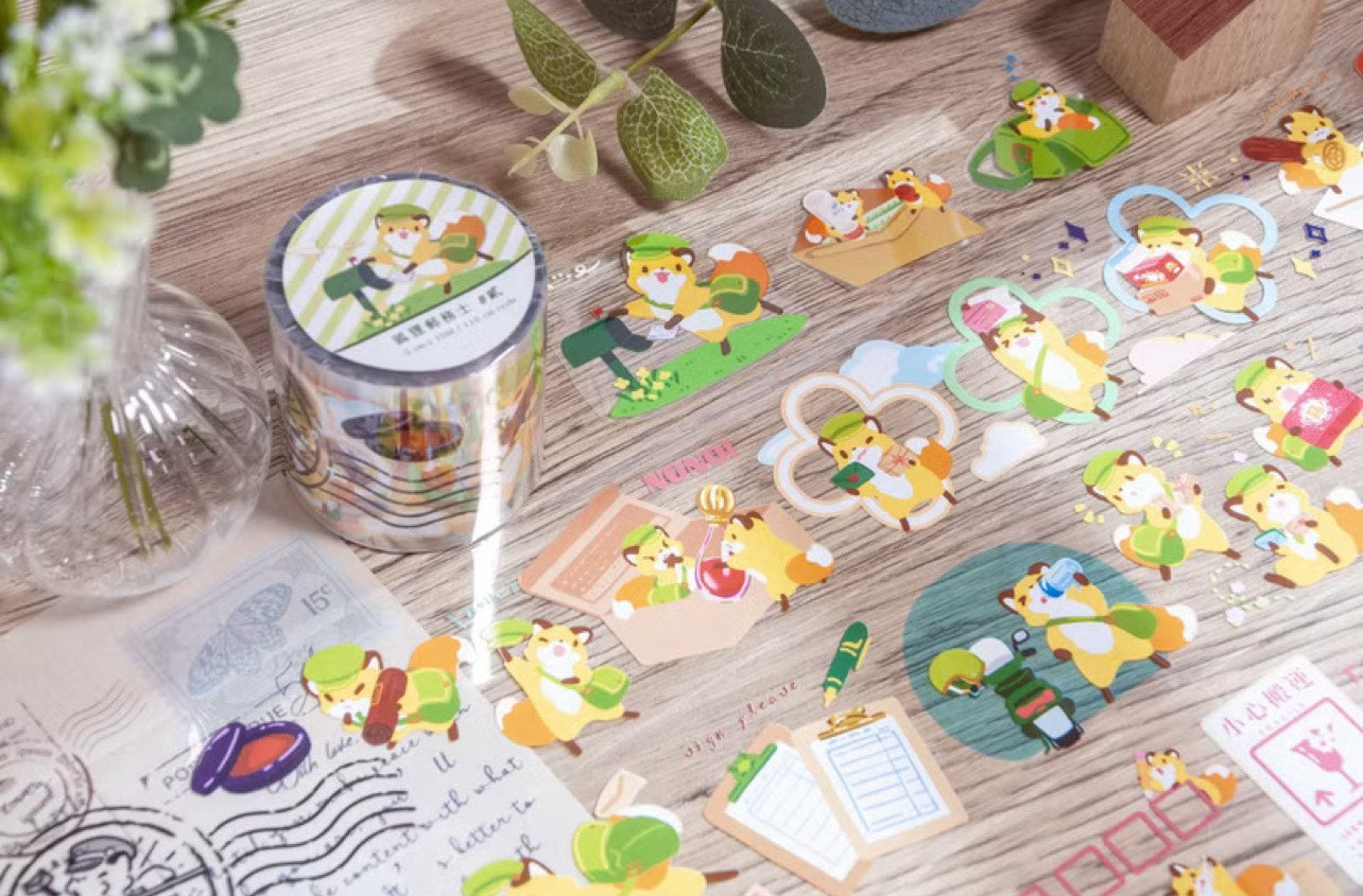 Kitsunebiyori Fox Post Office PET and Washi Tape Roll