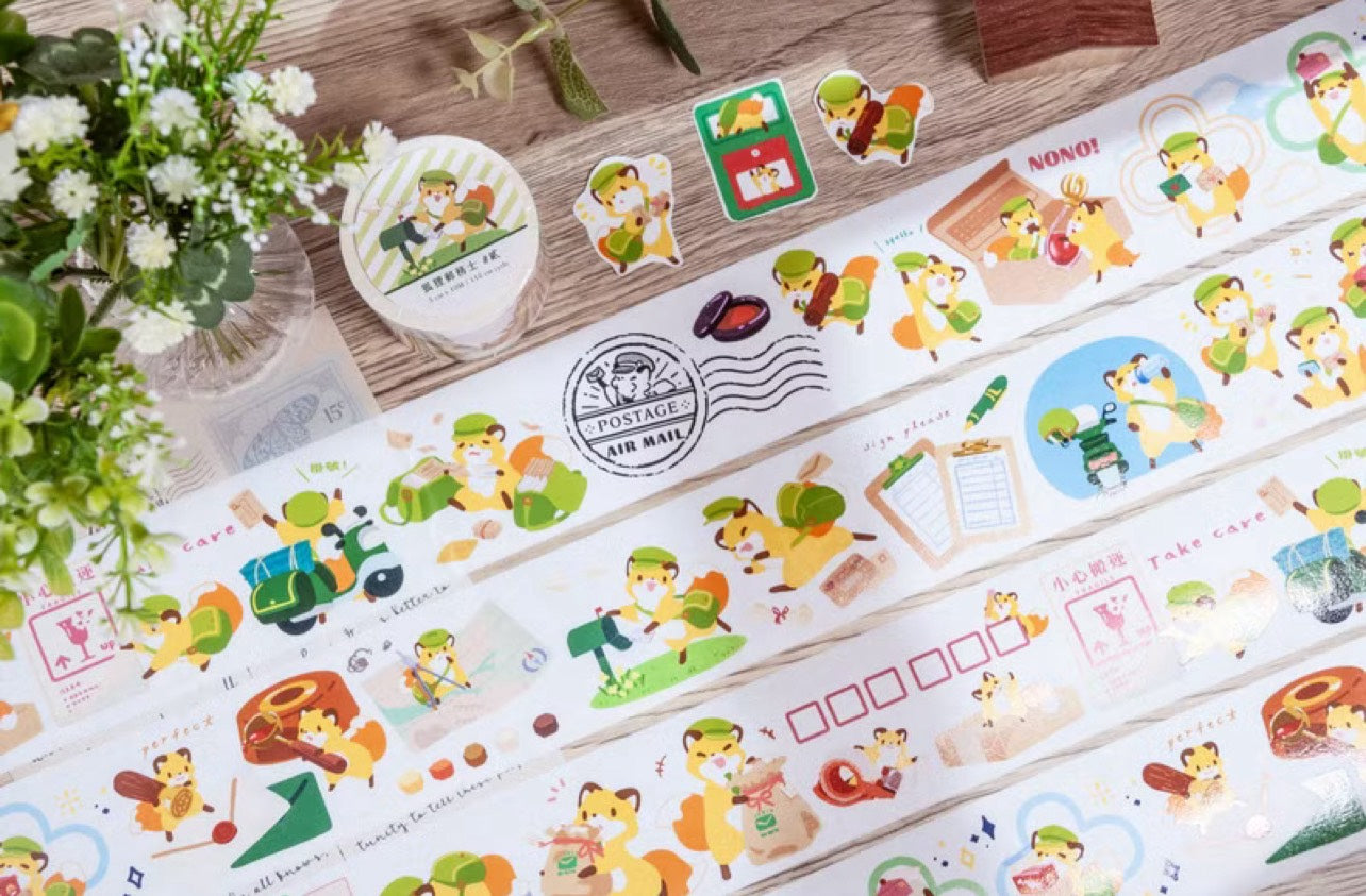 Kitsunebiyori Fox Post Office PET and Washi Tape Roll
