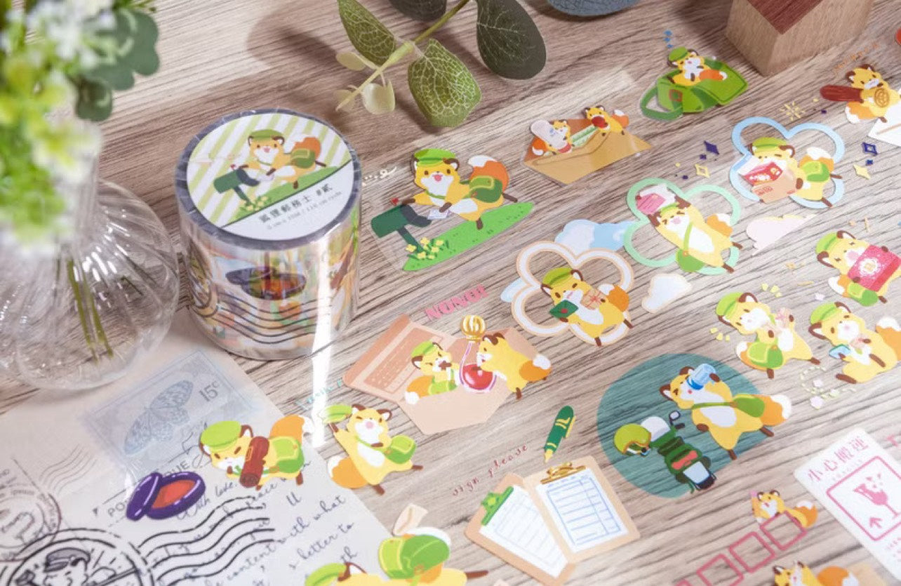 Kitsunebiyori Fox Post Office PET and Washi Tape Roll