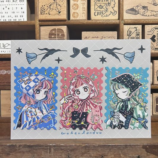 wohenlanduo Colorful Holographic Sticker Stamps