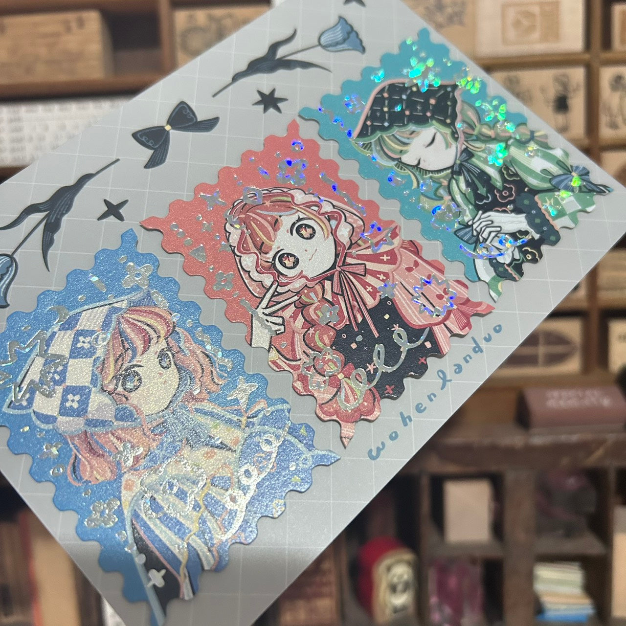 wohenlanduo Colorful Holographic Sticker Stamps