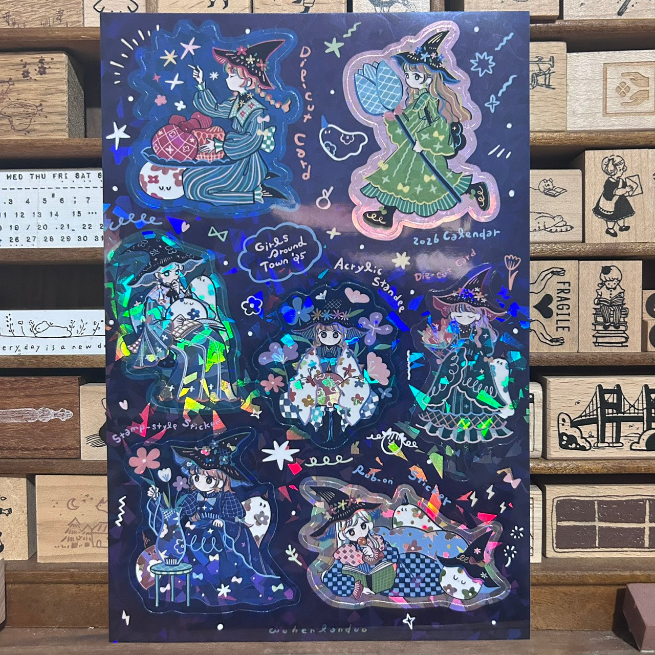 wohenlanduo Girls Around Town #1 A5 Sticker Holographic Sheet