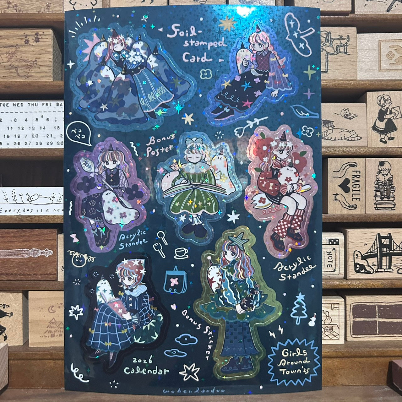 wohenlanduo Girls Around Town #2 A5 Sticker Holographic Sheet