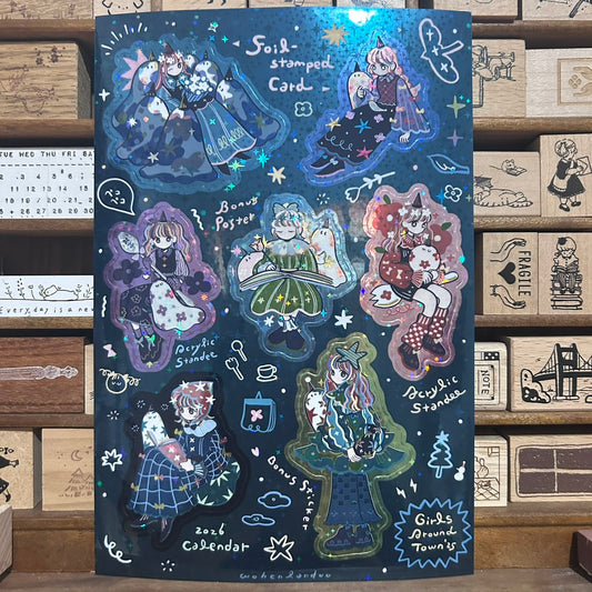 wohenlanduo Girls Around Town #2 A5 Sticker Holographic Sheet