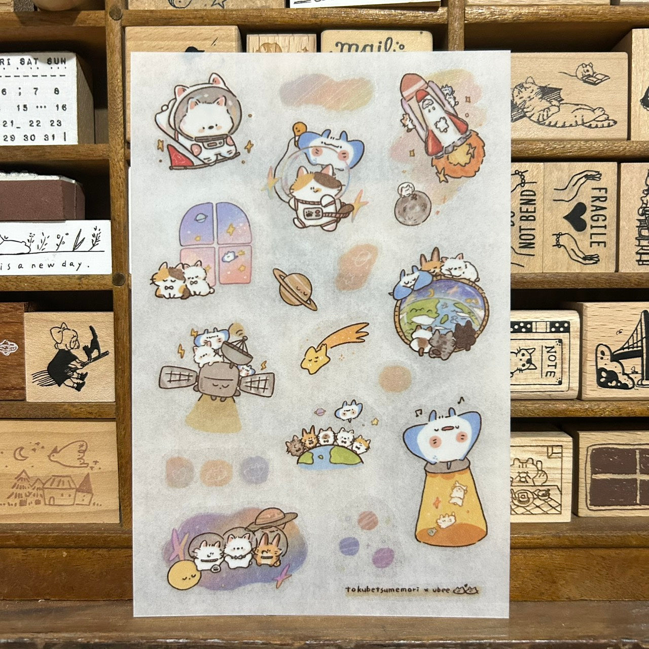 UBEE x tokubetsumemori Space Transfer Sticker Sheets