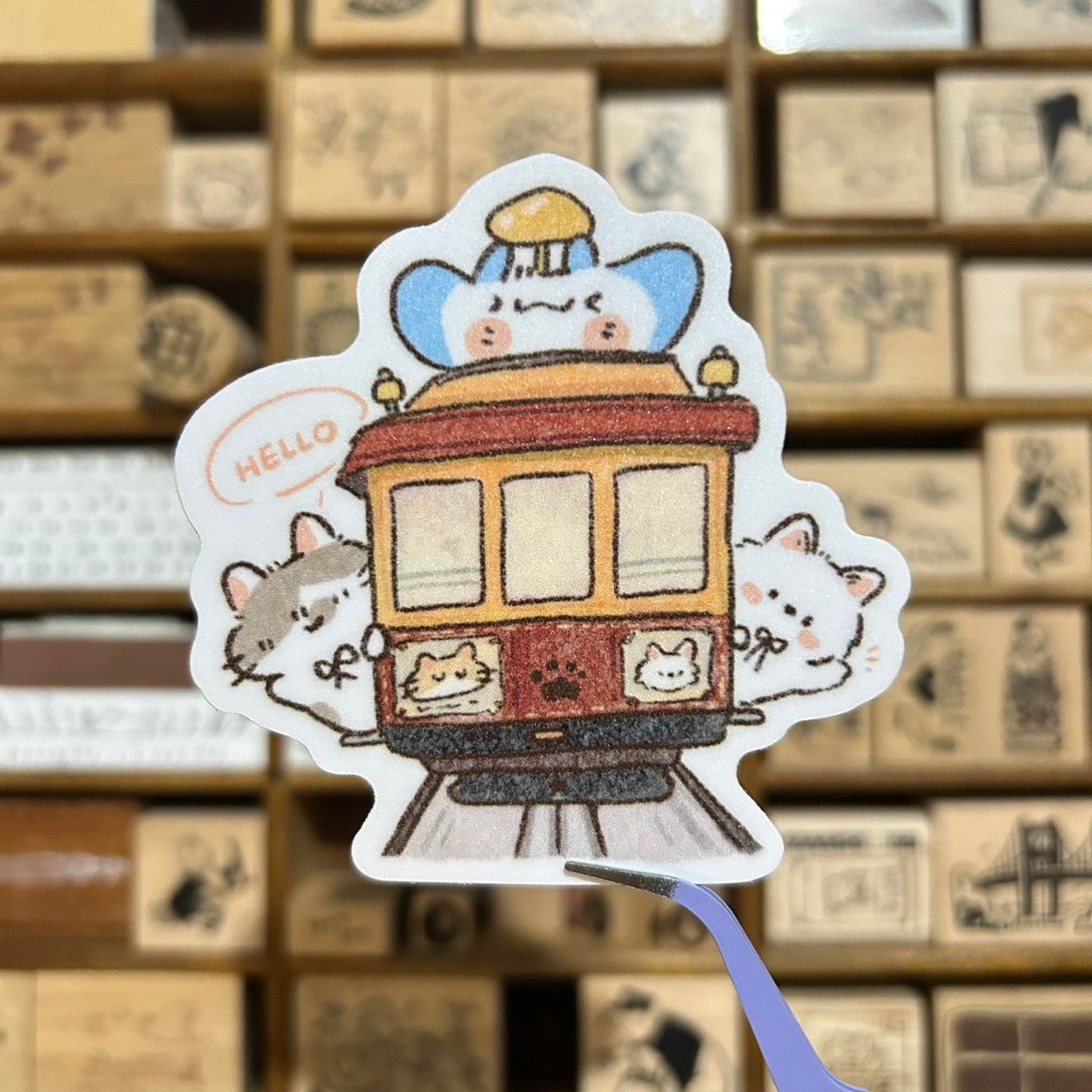 UBEE x tokubetsumemori Cable Car Waterproof Sticker