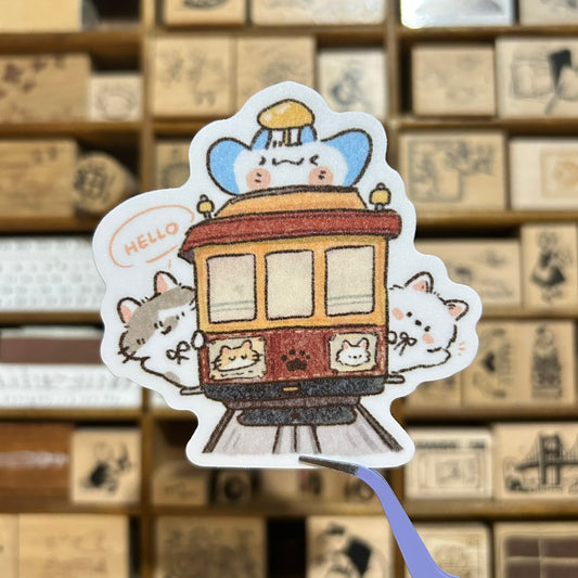 UBEE x tokubetsumemori Cable Car Waterproof Sticker