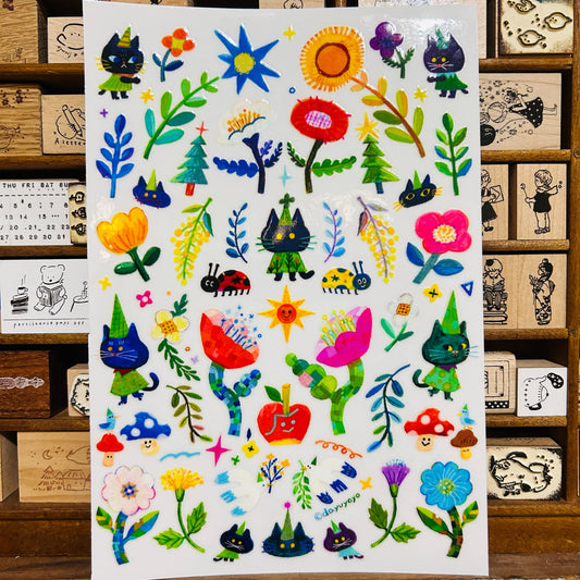 Dayuyoyo Cat Plants Rub-On Transfer Sticker Sheet