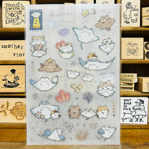 UBEE Manta Ray and Cat Friends Transfer Sticker Sheets