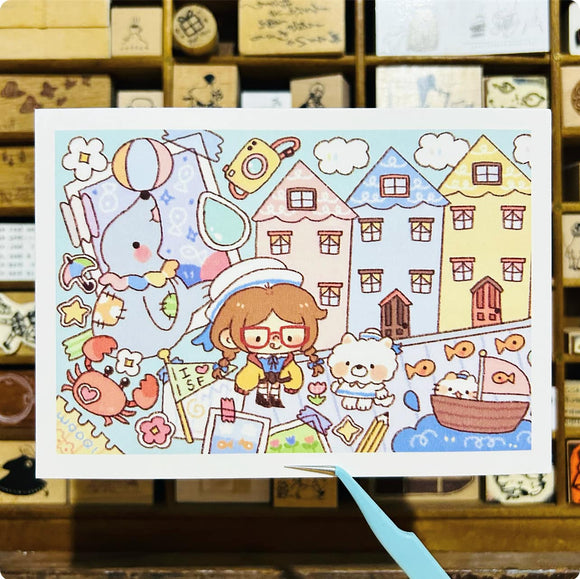 Tokubetsumemori x wooqiart San Francisco Postcard