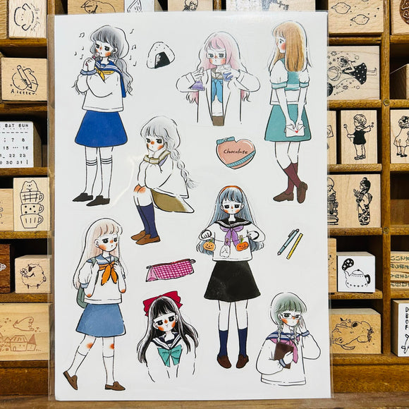 Ann Di School Girls A5 Sticker Sheet