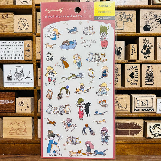 BERG Girls and Cats Transparent Sticker Sheet