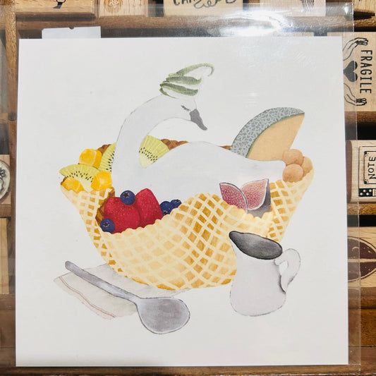 Ivy Snow Swan Waffle Cone Postcard