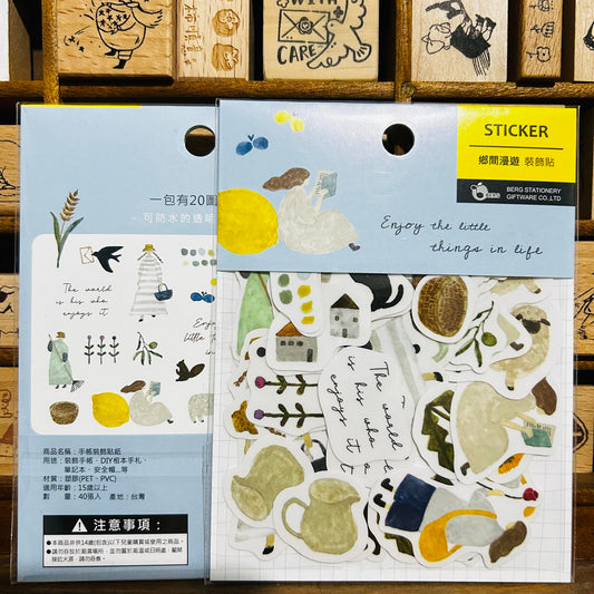 BERG x Pion Watercolor Countryside Sticker Flakes Pack