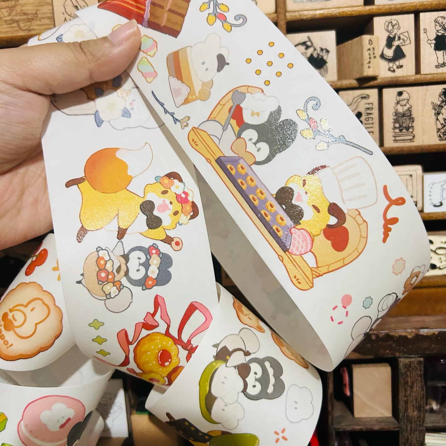 Kitsunebiyori x Bubukai Washi Tape Roll and Samples