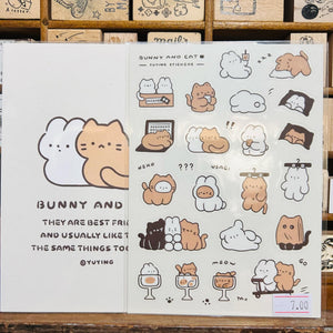 YuYing Bunny and Cat Transparent Sticker Sheet