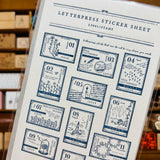 Oeda Letterpress Blue Sticker Sheet