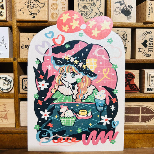 wohenlanduo Witch Snack Die Cut Postcard