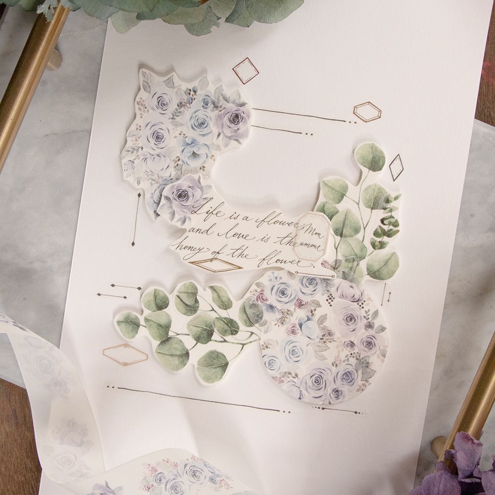 [SAMPLE] 90cm Loidesign Blue Rose Washi Tape