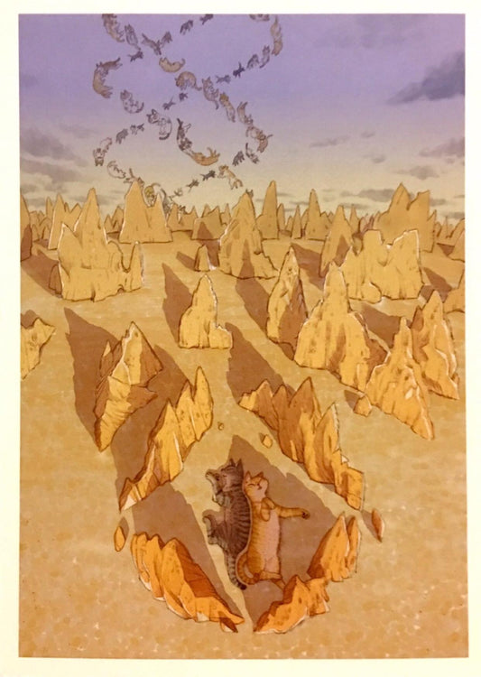 Miao Kaka Postcard Cat on the Desert