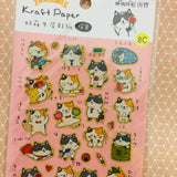 NanPao Kraft Paper Cat Sticker Sheet C