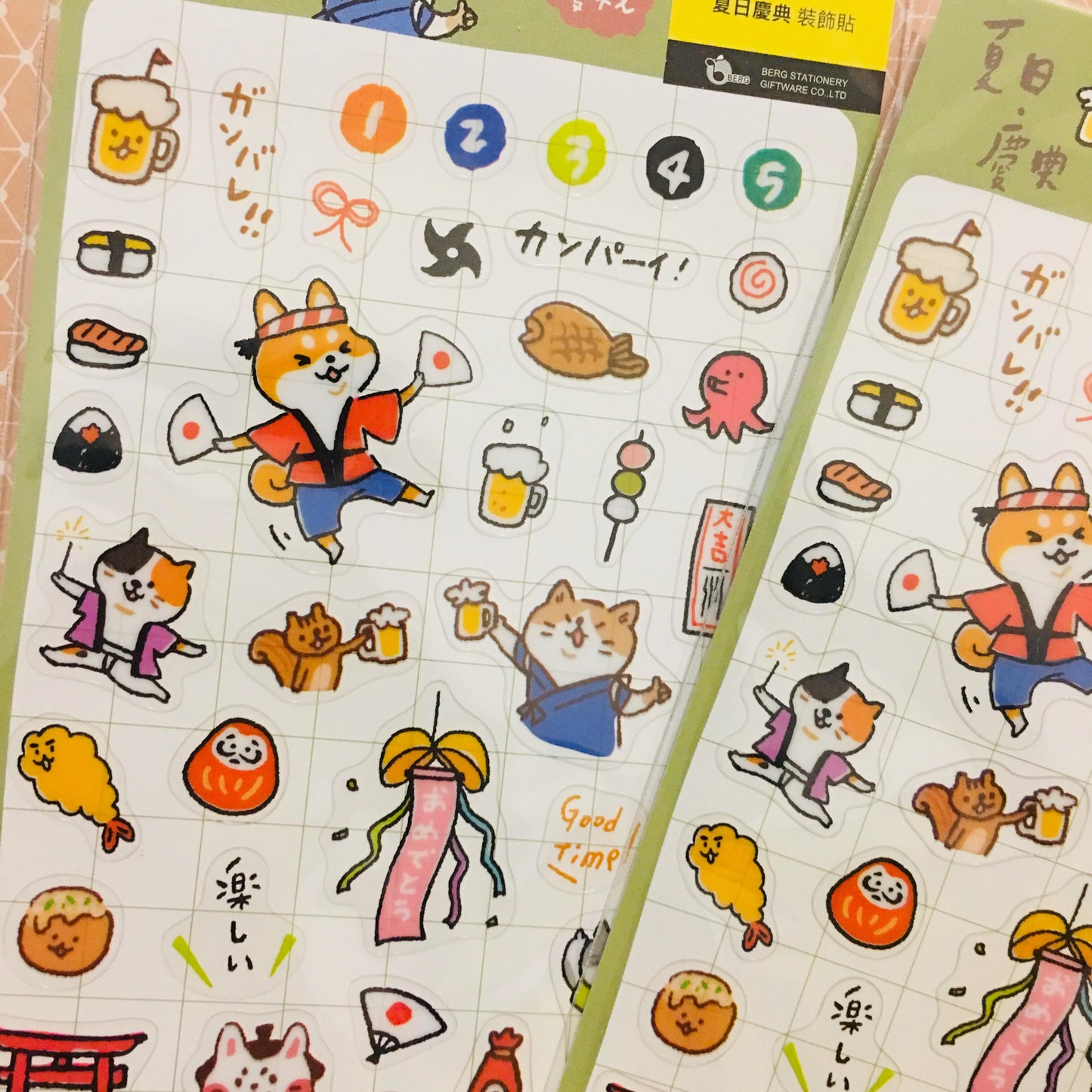 BERG Japan Kawaii Cute Aesthetic Transparent Sticker Sheet Green