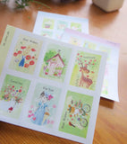 Grassyhouse Watercolor Sticker Sheet Pack Set