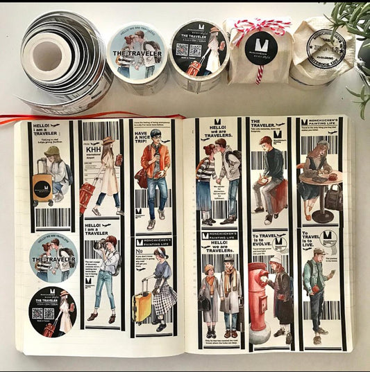 Washi[SAMPLE ONLY] 110CM Monchiichen The Traveler  Masking Tape with Release Paper