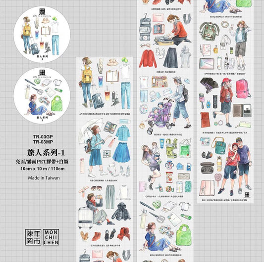 [SAMPLE ONLY] Monchiichen Traveler Life is a Journey PET Washi Masking Tape