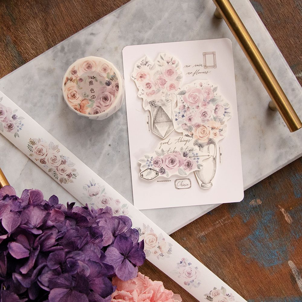 [SAMPLE] 90cm Loidesign Pink Rose Washi Tape