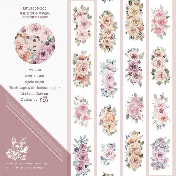[SAMPLE] 90cm Loidesign Pink Rose Washi Tape