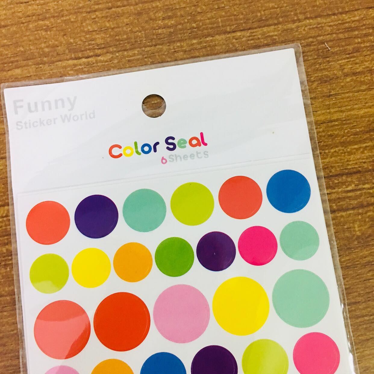 Funny Sticker World Color Seals 6 Sheets Circle Sticker Sheet