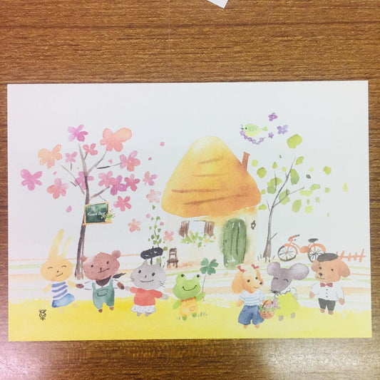 Grassyhouse Animal Friends Illustration Postcard