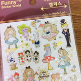 Funny Sticker World Alice in Wonderland Sticker Sheet Gold Foiled