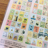7321 Design Vintage Illustration Stamp Sticker Sheets 80pcs