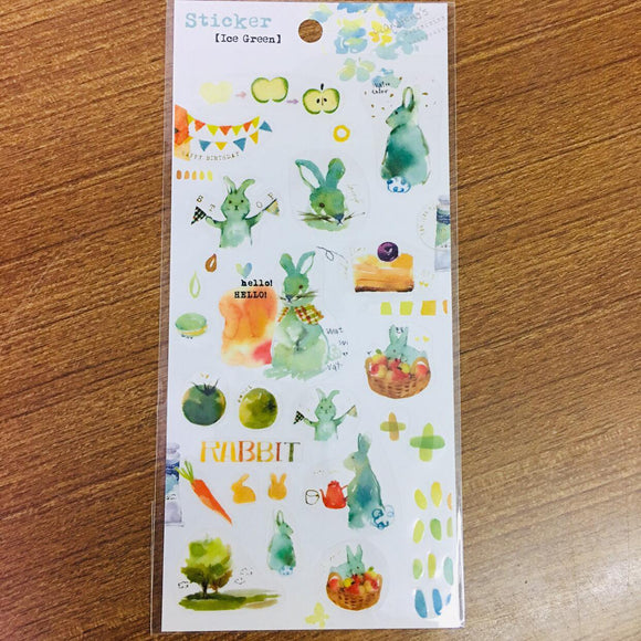 Liang Feng Watercolor Rabbits Transparent Sticker Sheet