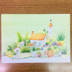 Grassyhouse House filled with Plants Illustration Postcard