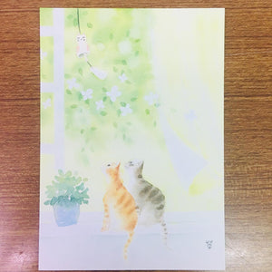 Grassyhouse Cats on a Summer Day Illustration Postcard