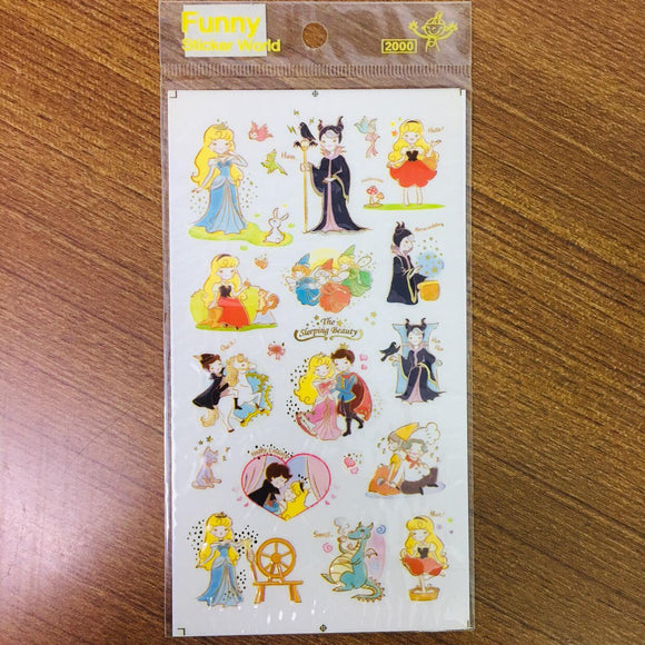 Funny Sticker World Sleeping Beauty Sticker Sheet Gold Foiled