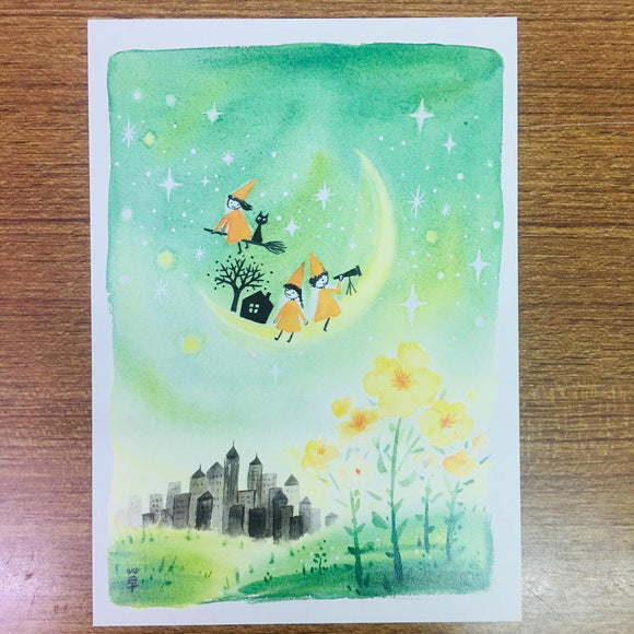 Grassyhouse Three Little Witches Illustration Postcard