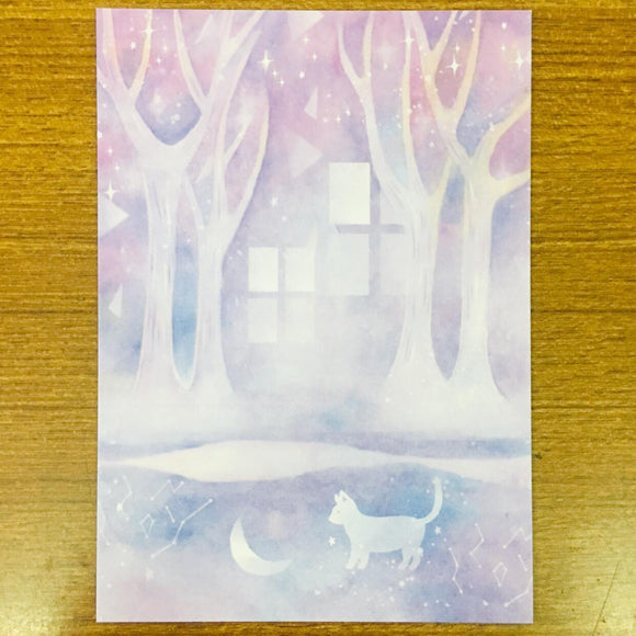 Fungus Girl Pastel Purple Dreamy Cat Forest Postcard