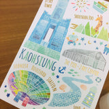 C.Ching Taiwan Scenery Kaohsiung Postcard Gold Foiled