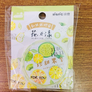 NanPao Watercolor Yellow Green Fruits Masking Tape Roll