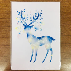 Fungus Girl Dreamy Deer Postcard