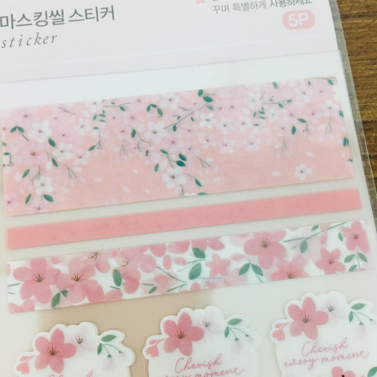 Daiso Korea Sakura Cheery Blossom Ver 1 Masking Sticker Sheets 5pc