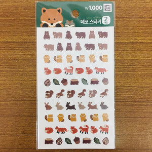 Daiso Korea Autumn Fall Mini Animals Sticker Sheets 2pc