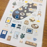 Suatelier Design cafe blue sticker sheet
