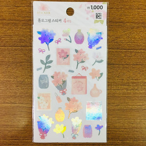 Daiso Korea Sakura Cheery Blossom Holo Sticker Sheets 4pc